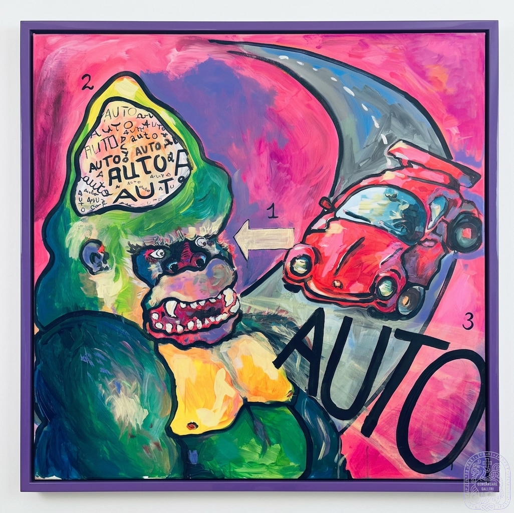 Artwork: What goes on in our heads when we see a car, Acrylic on Canvas, 100x100 cm, 2024